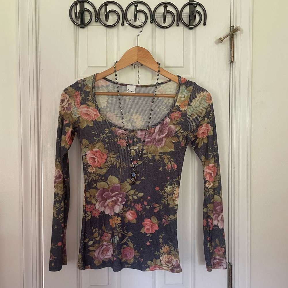 PacSun Kirra Floral Ribbed Long Sleeve